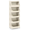 3/4/5/6 Tier Rolling Laundry Basket with Wheels and Handles for Laundry Room-Beige-6-Tier