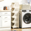 3/4/5/6 Tier Rolling Laundry Basket with Wheels and Handles for Laundry Room-Beige-6-Tier