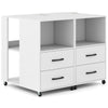 Rolling Nightstand with Storage Drawers and Shelves for Bedroom-White