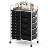 15-Drawer Rolling Storage Cart with Lockable Wheels and Removable Drawers-Black
