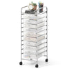 10-Drawer Rolling Storage Cart with Lockable Wheels and Removable Drawers-White