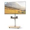 Rolling TV Stand on Wheels with 30° Tilt Mount and Adjustable Shelf-Natural