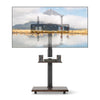 Rolling TV Stand on Wheels with 30° Tilt Mount and Adjustable Shelf-Walnut