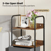 Rolling Utility Storage Cart Mobile Printer Stand with 2 Open Shelves-Brown