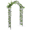 Roof-shaped Top Garden Arbor Garden Trellis Pergola with Side Crossbars-Black