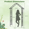 Roof-shaped Top Garden Arbor Garden Trellis Pergola with Side Crossbars-Black