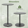 Round Bar Table with Adjustable Height and Metal Base Set of 1-Black