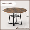 Round Dining Table for 4-6 120 CM Dining Room Table with Storage Shelf and Metal Legs-Brown