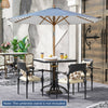 Round Patio Umbrella Bamboo Market Table Umbrella with Push Button Tilt-Blue
