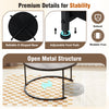 Round Coffee Table Set of 2 Circle Cocktail Table with Storage Basket-Grey