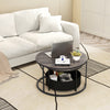 Round Coffee Table Set of 2 Circle Cocktail Table with Storage Basket-Grey
