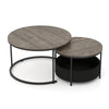 Round Coffee Table Set of 2 Circle Cocktail Table with Storage Basket-Grey
