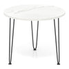 Round Coffee Table Small Faux Marble Accent Table with Thickened Tabletop and Metal Tripod Legs-White