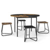 118cm Round Kitchen Table and 4 Stools with Wooden Tabletop-Rustic Brown