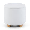 Round Storage Ottoman 45 CM Chenille Fabric Footrest Stool with Removable Lid-White