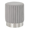 Upholstered Footrest Stool with Decorative Vertical Tufting and Heavy-duty Metal Base-Grey