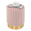Upholstered Footrest Stool with Decorative Vertical Tufting and Heavy-duty Metal Base-Pink