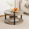 2-Tier Round Coffee Table with Storage Shelf-Oak