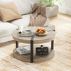 2-Tier Round Coffee Table with Storage Shelf-Oak