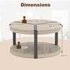 2-Tier Round Coffee Table with Storage Shelf-Oak