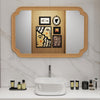 Rounded Corner Arch Wall Mirror for Bathroom Living Room-Natural