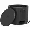 Outsunny Outdoor Round Fire Pit with Lid and Fire Poker - Black
