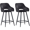 HOMCOM Set of Two Velvet-Feel Bar Stools - Grey