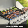 Outsunny 4+1 Burner Gas BBQ Grill with Side Burner, 50000 BTU Steel Portable Gas Barbecue Grill with Built-in Thermometer, Lid
