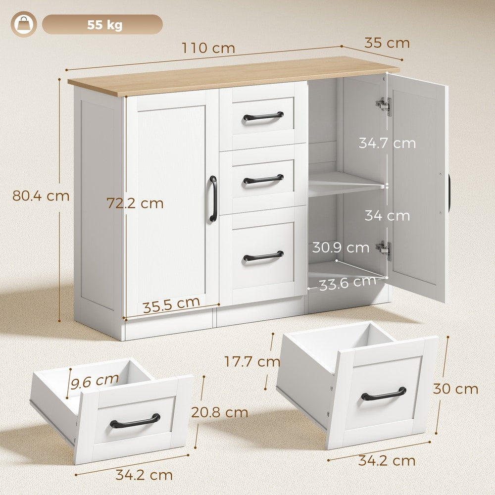 HOMCOM Sideboard Storage Cabinet in White