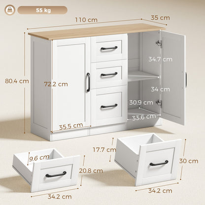 HOMCOM Sideboard Storage Cabinet in White