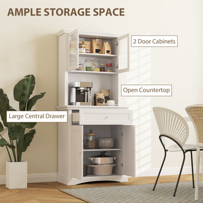 HOMCOM 4-Door Kitchen Cupboard with Drawer in White