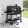 Outsunny Charcoal BBQ Grill Smoker with Electric Rotisserie Kit, Portable Barbecue Grill with Warming Rack, Black