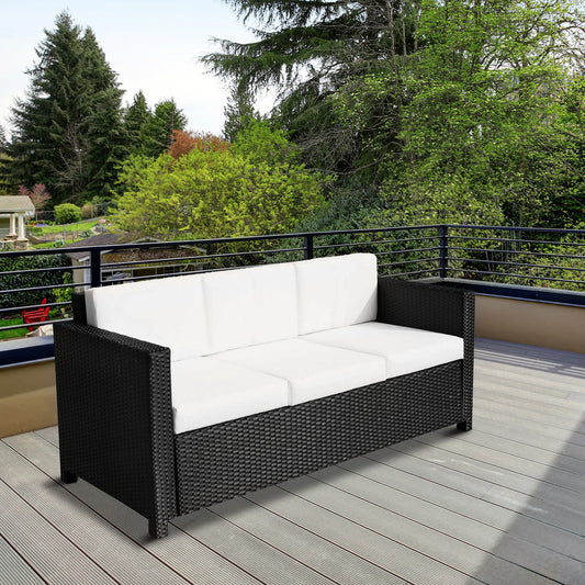Outsunny 3 Seater Rattan Sofa in Black