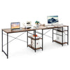 Wooden Industrial L-Shaped Desk with Storage Shelves-Rustic Brown