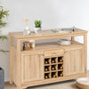 Rustic Cupboard Storage Organizer with 2 Cabinets and 1 Drawer 9-Bottle Wine Rack-Natural