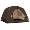 Outsunny 3-4 Person Camping Tent, Easy Set Up 3-4 Man Tent w/ Sewn-in Groundsheet, Waterproof Dome Tent w/ Mesh Windows, Brown