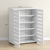 HOMCOM Narrow Shoe Cabinet for Entryway, 5-Tier Slim Shoe Storage Cabinet with 2 Slatted Doors and Adjustable Shelves