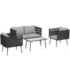Outsunny 4-Piece Garden Furniture Set with Cushions - Light Grey