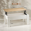 HOMCOM Lift Top Coffee Table with Hidden Storage Compartment, Lift Tabletop Pop-Up Center Table for Living Room
