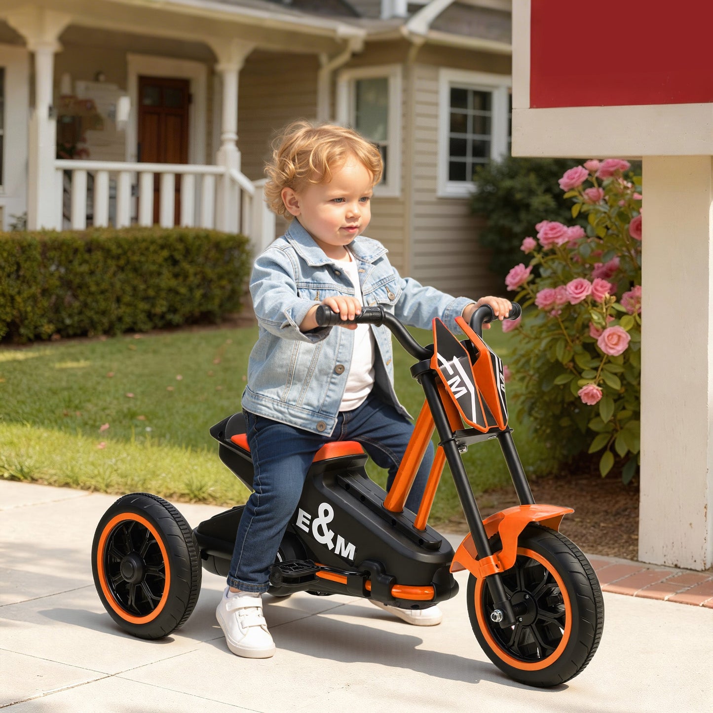 AIYAPLAY Kids Tricycle Baby Trike, Kids Trike with Pedal, 3 Wheel Toddler Balance Bike for Indoor Outdoor Use, Orange