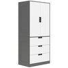HOMCOM 2 Door Wardrobe, Modern Wardrobe with 3 Drawers and Hanging Rod for Bedroom, Grey