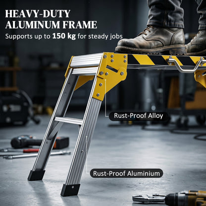 HOMCOM Work Bench, Foldable Aluminium Alloy Tool Stand with Handle, Non Slip, 150 kg, 110 x 32 x 50 cm