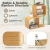 S-Shaped Bookcase Bamboo Bookshelf with 2 Open Cubes Set of 2