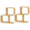 S-Shaped Bookcase Bamboo Bookshelf with 2 Open Cubes Set of 2