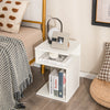 S-Shaped Side Table with 2 Open Compartments for Small Space Set of 2-White