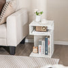 S-Shaped Side Table with 2 Open Compartments for Small Space Set of 2-White