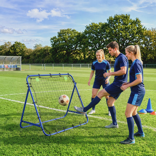 HOMCOM Adjustable Rebounder Net Kickback Target Goal in Blue