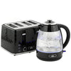 HOMCOM Kettle and Toaster Set, 1.7L 3000W Rapid Kettle with Strix Thermostat, 4 Slice Toaster with 7 Browning Controls, Black