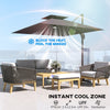Outsunny 2.5m Cantilever Parasol with Solar Powered LED Lights, 360¡ Rotation, Tilt Adjustment, Crank Handle, Dark Grey