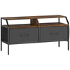 HOMCOM TV Stand Cabinet, TV Unit for 55-inch TVs with 2 Foldable Fabric Drawers, 5 Divided Side Pockets, Open Shelves, Console Table for Living Room, Bedroom, Entertainment Room, Rustic Brown